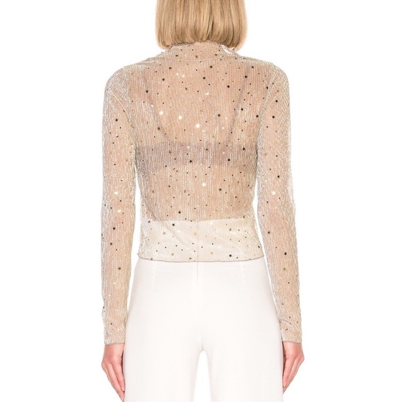 Superdown Sheer Metallic Gold Star Top Size XS New - Picture 2 of 4